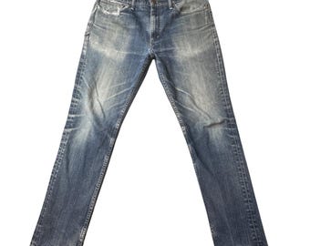 VTG Levi's 511 Jeans Mens 36x32 (34x29) Blue Slim Fit Distressed Whiskered Denim