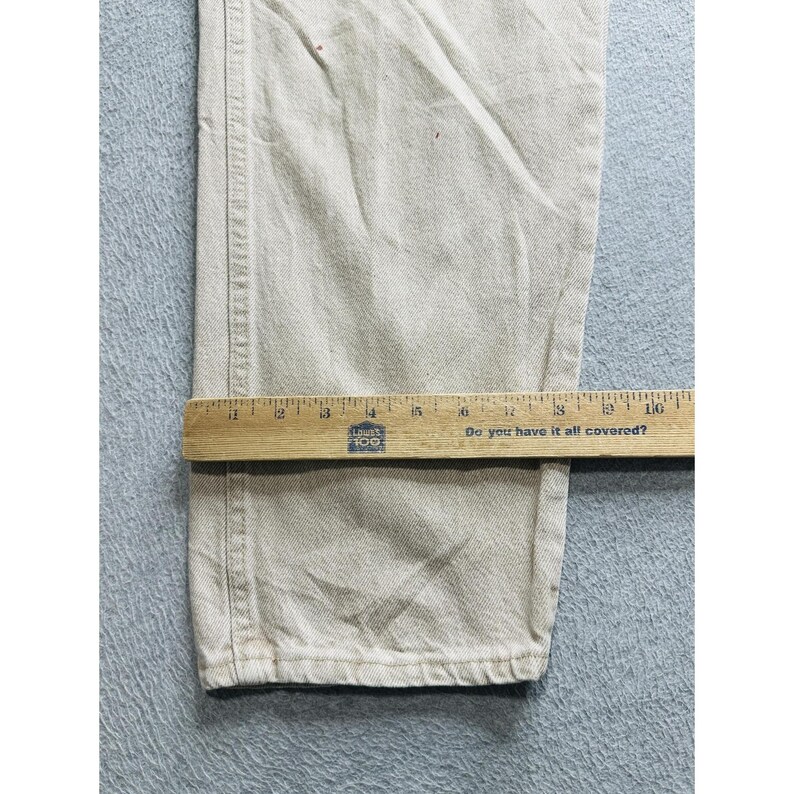 VTG Wrangler Jeans Mens 30x29 Beige Khaki 5 Pocket Denim Authentic Workwear USA image 9