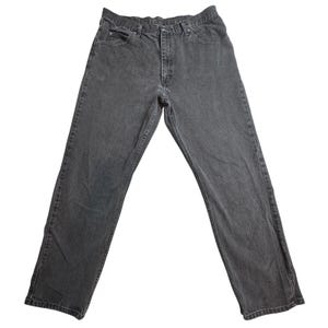 Vintage Wrangler Jeans Mens 38x34 (36x32) Charcoal Wash Black Denim Straight Leg image 2