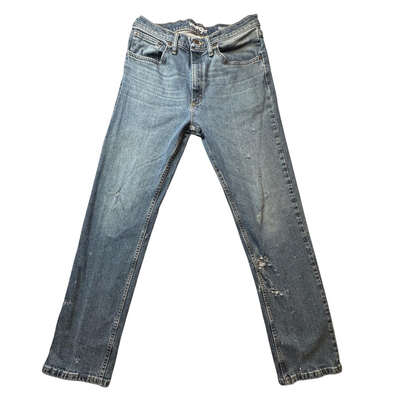 Wrangler Relaxed Fit Mens Jeans 32x32 (30x31) Blue Denim Distressed 10MGW25RI image 2