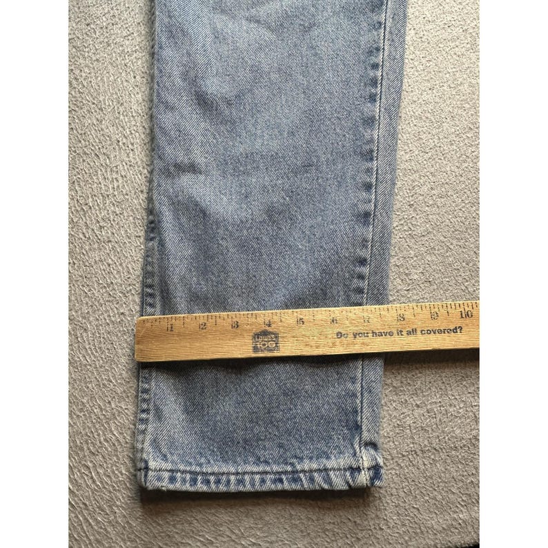Vintage Wrangler-jeans heren 36 x 32 (32 x 30) lichte wassing authentiek denim, VS jaren 90 afbeelding 4