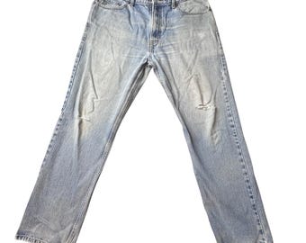 Vintage Levi's 505 Jeans Men 36x32 Blue Straight Leg Light Wash Distressed Y2K