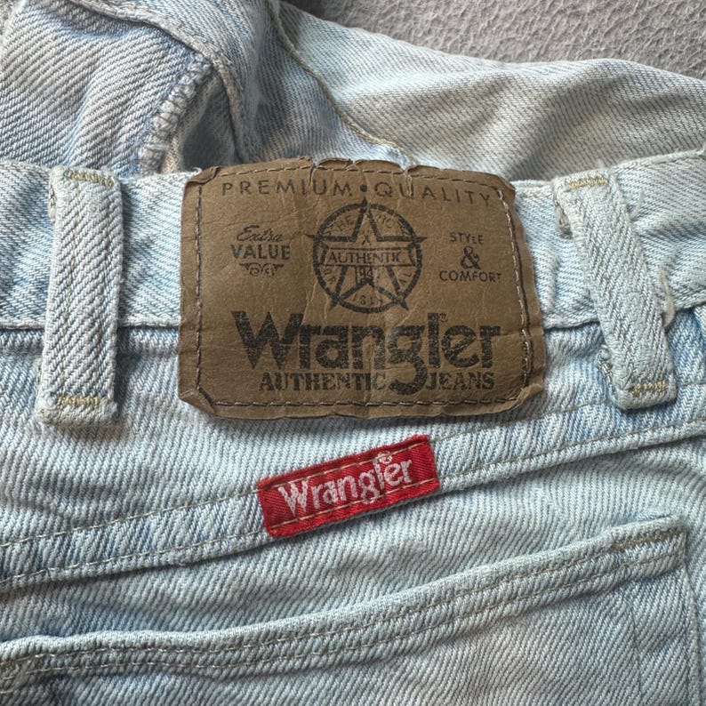 Vintage Wrangler Jeans Herren 34x30 (33x28) Helle Waschung Gerades Bein Denim 90er Jahre USA Bild 4
