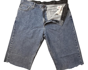 Wrangler Jorts Mens 38 Jean Shorts Blue Cut Off Denim Baggy Skater Workwear Y2K