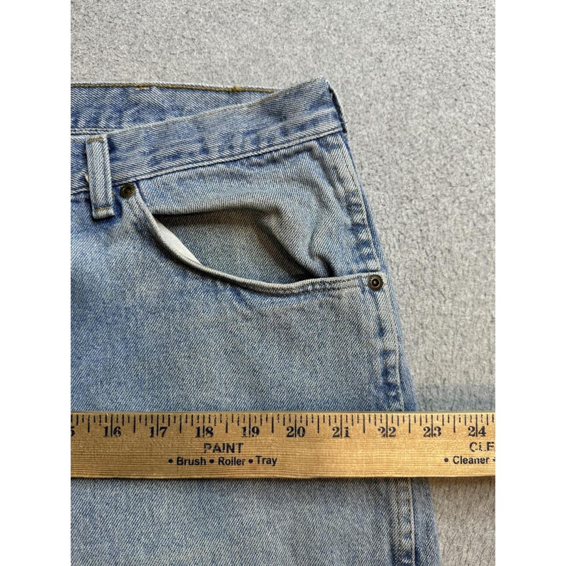 Vaqueros holgados vintage Wrangler 96501SL para hombre, 36 x 30, lavado claro, azul, EE. UU., años 90 imagen 7