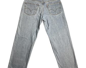 Vintage Levis 550 Relaxed Tapered Jeans Mens 38x36 (36x28) Light Blue Denim USA