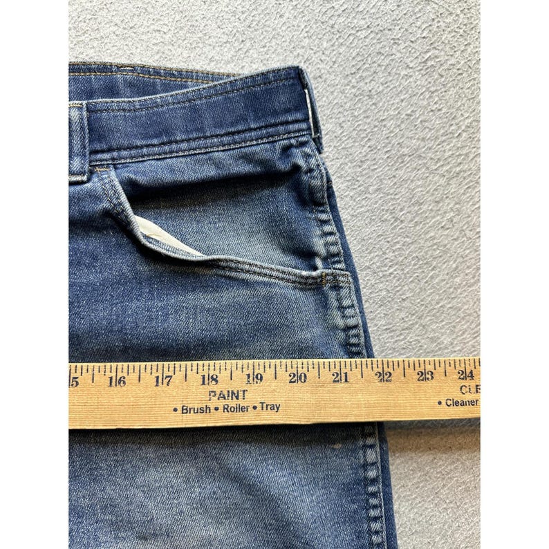 Vintage Wrangler Jeans Herr 37x27 Blå Denim Raka Ben Mellantvätt 70-80-tal bild 7
