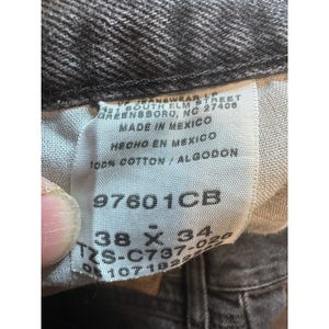 Vintage Wrangler Jeans Mens 38x34 (36x32) Charcoal Wash Black Denim Straight Leg image 3