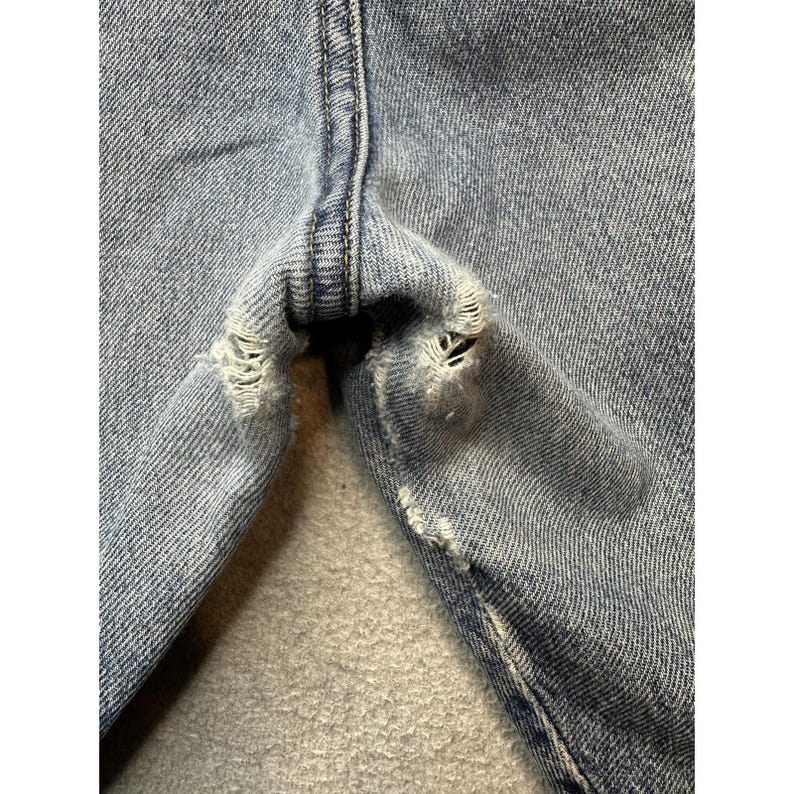 VTG Wrangler Jeans Mens 36X30 Blue Denim Straight Leg Distressed Workwear YKK image 9