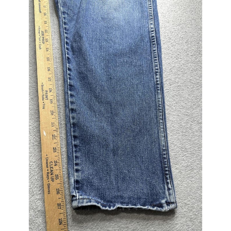 Jeans Wrangler vintage para hombre, talla 39x27.5, denim azul, tiro alto, desgastados, rotos, auténticos. imagen 14