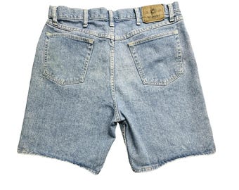 Wrangler Shorts Mens 36 Blue Denim Cut Off Distressed Jean Classic Vintage Style