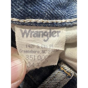 VTG Wrangler Rugged Wear Jeans Mens 34x30 Blue Denim Workwear Straight 35100MN image 2