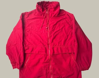 Vintage Eddie Bauer Jacket Womens L F868 Red Full Zip Mesh Lined Windbreaker USA