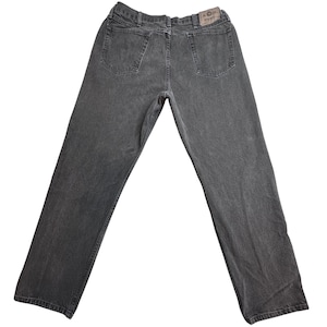 Vintage Wrangler Jeans Mens 38x34 (36x32) Charcoal Wash Black Denim Straight Leg image 1