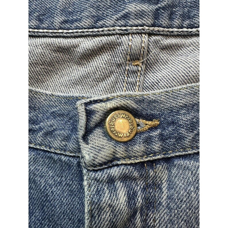 VTG Wrangler Jeans Mens 36X30 Blue Denim Straight Leg Distressed Workwear YKK image 4