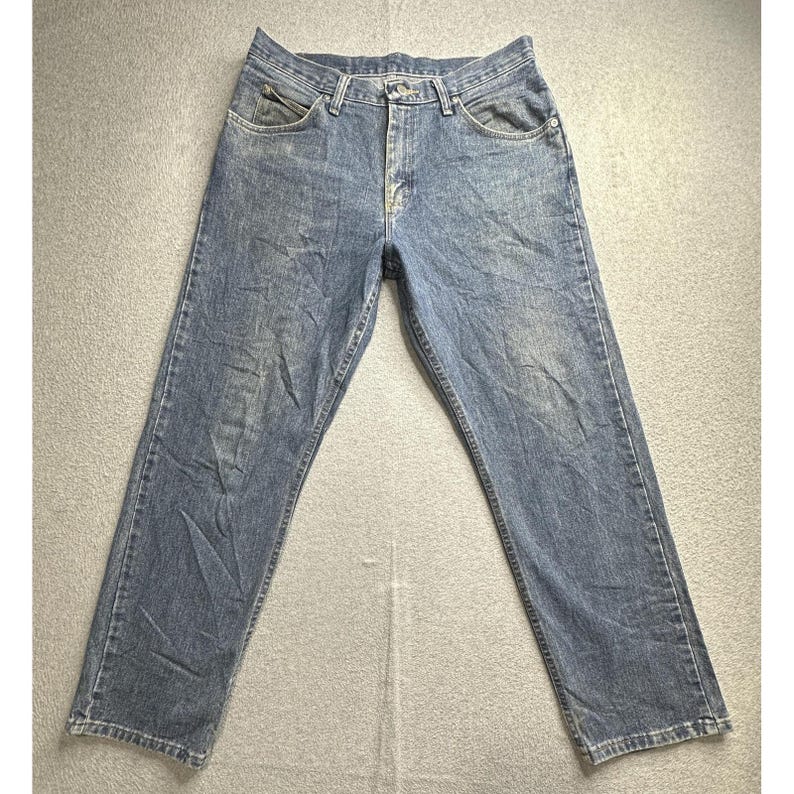 Wrangler Jeans Herr 32x30 Blå Relaxed Fit Raka Ben Bomullsdenim 97601VR bild 4