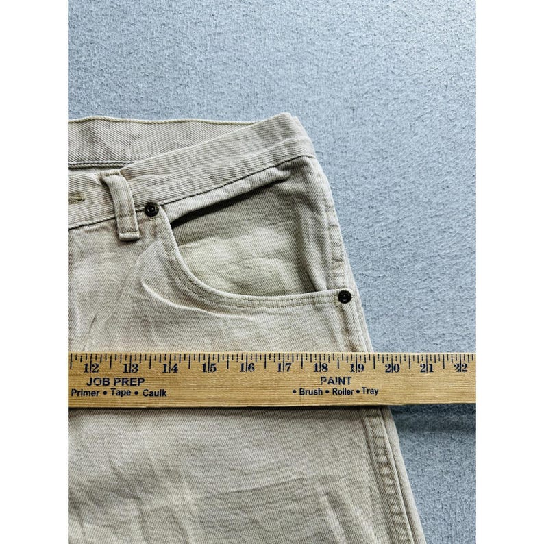 VTG Wrangler Jeans Mens 30x29 Beige Khaki 5 Pocket Denim Authentic Workwear USA image 6