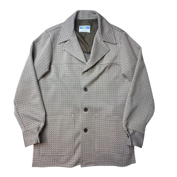 Vintage Farah Blazer Mens 40 Brown Time Out Houndstooth Coat USA Made 70s