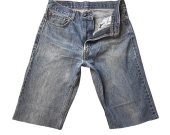 Pantalones cortos vaqueros Levi's 511 Jorts vintage para hombre, talla 34, de mezclilla azul, corte ajustado, estilo grunge Y2K.