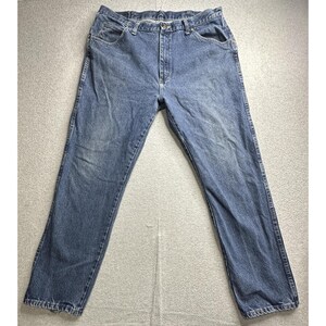 Wrangler-jeans heren 36 x 31 blauw denim, rechte pijpen YKK-rits, authentiek rood label afbeelding 4