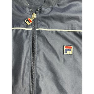 Giacca a vento vintage Fila da uomo, blu, con mezza zip, foderata, stile sportivo immagine 5