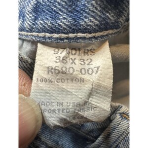 Vintage Wrangler-jeans heren 36 x 32 (32 x 30) lichte wassing authentiek denim, VS jaren 90 afbeelding 11