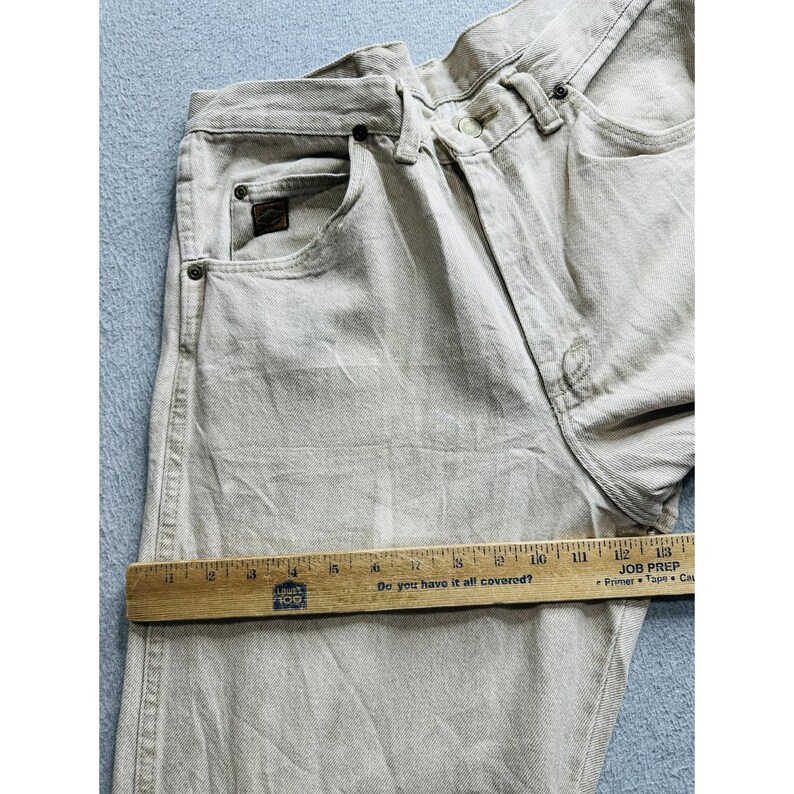 VTG Wrangler Jeans Mens 30x29 Beige Khaki 5 Pocket Denim Authentic Workwear USA image 8