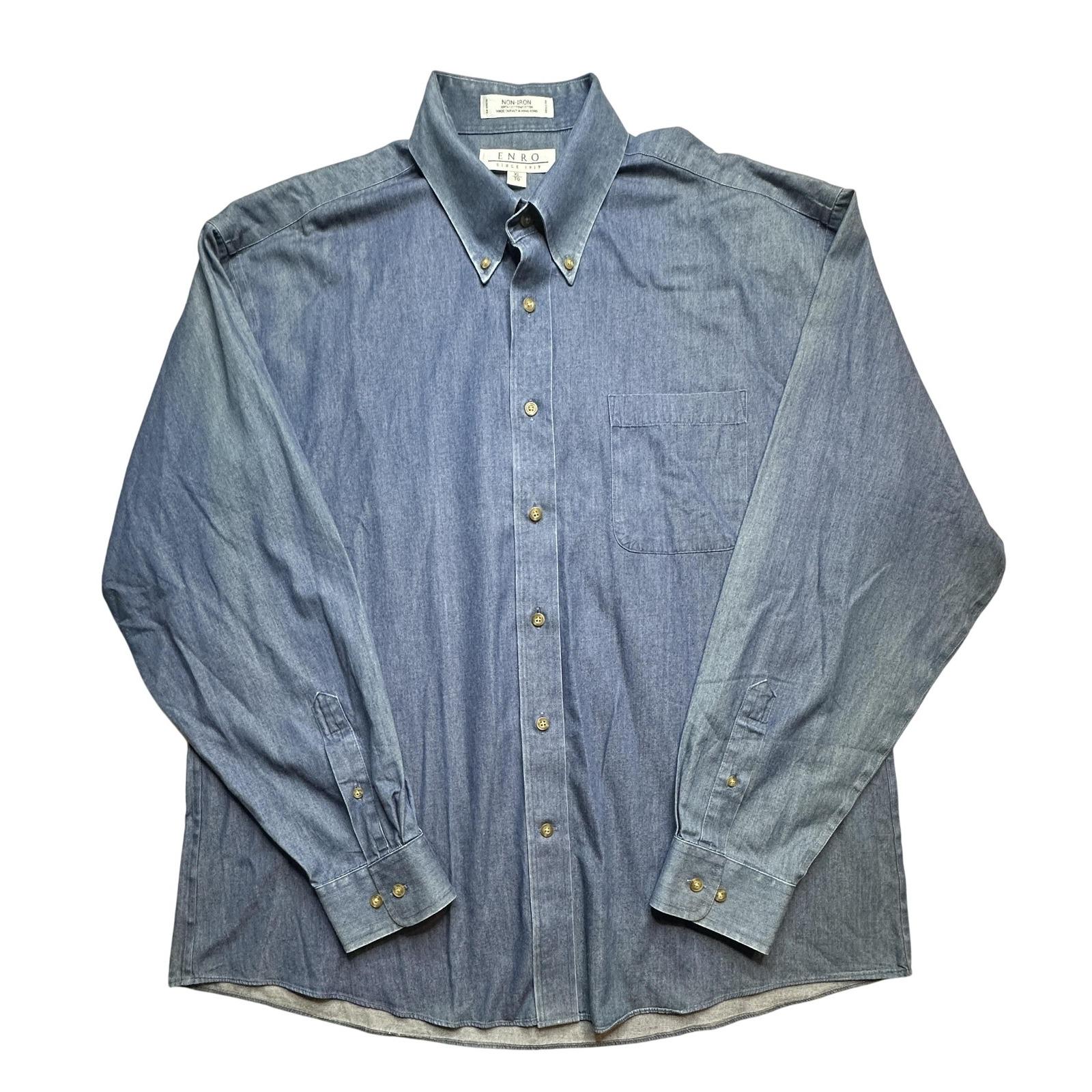 Enro Shirt Mens XL Blue Denim Button Down Long Sleeve Non Iron Cotton Casual - Etsy Enro Shirt Mens XL Blue Denim Button Down Long Sleeve Non Iron Cotton Casual - Etsy