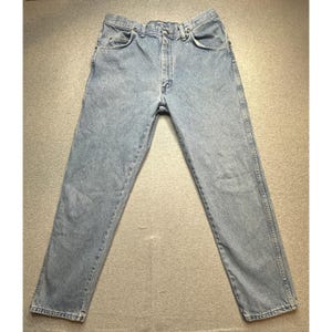 Vintage Wrangler-jeans heren 36 x 32 (32 x 30) lichte wassing authentiek denim, VS jaren 90 afbeelding 2