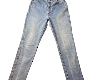 Pantalones vaqueros vintage Lands' End para hombre, talla 30x32, color azul, pierna recta, lavado claro, denim, tiro alto.