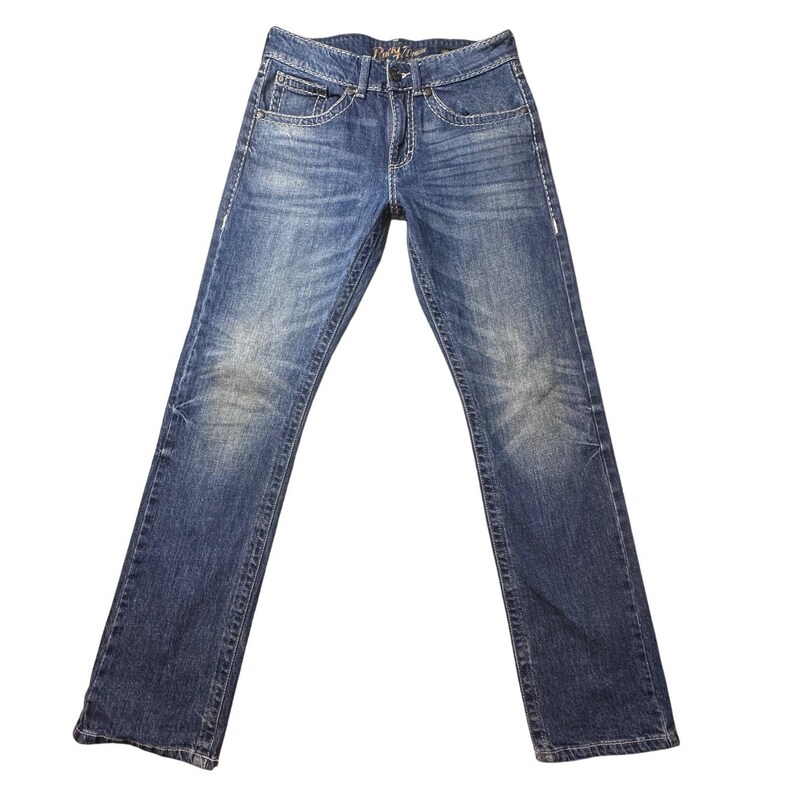 Wrangler Jeans Womens 32 Blue Rock 47 Slim Straight Contrast Stitch Denim image 2