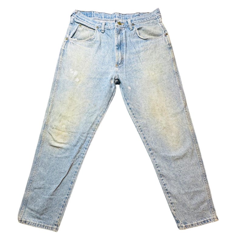 Vintage Wrangler Mens Jeans 34x30 (32x29) Light Wash Denim Relaxed Fit Made USA image 11