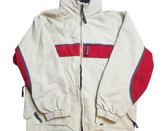 American Eagle Jacket Mens Large Beige AE77 Performance Full Zip Fleece Parka