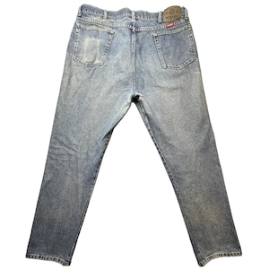 VTG Wrangler Jeans Mens 36X30 Blue Denim Straight Leg Distressed Workwear YKK image 1