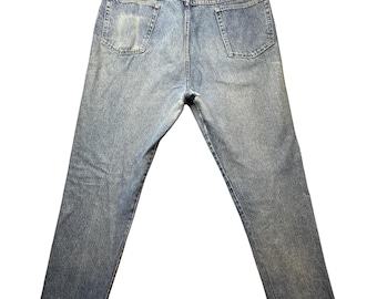 VTG Wrangler Jeans Mens 36X30 Blue Denim Straight Leg Distressed Workwear YKK
