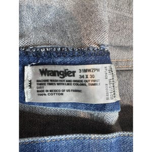 Wrangler 31MWZPW relaxte fit jeans heren 34 x 30 (34 x 28) blauw denim werkkleding gebeitst afbeelding 7