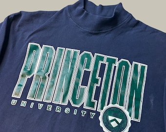 Vintage Princeton Shirt Mens L Navy NCAA Gear For Sports Mock Neck USA Made 90s