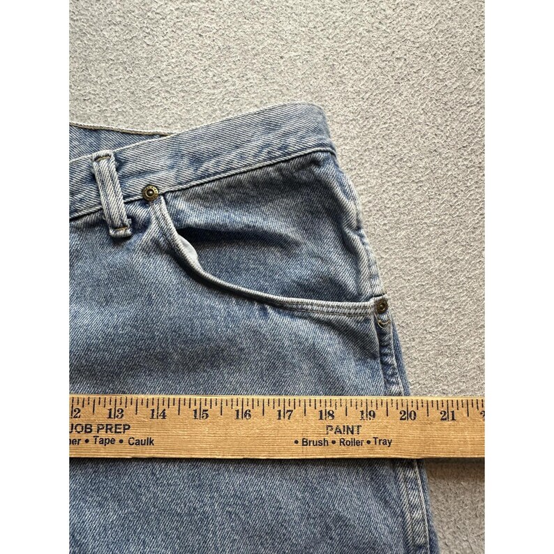Vintage Wrangler-jeans heren 36 x 32 (32 x 30) lichte wassing authentiek denim, VS jaren 90 afbeelding 7