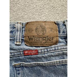Vintage Wrangler-jeans heren 36 x 32 (32 x 30) lichte wassing authentiek denim, VS jaren 90 afbeelding 13