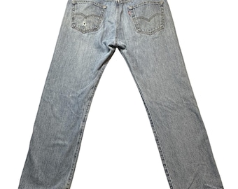 VTG Levis 501 Jeans Mens 34x29 Blue Button Fly Straight Leg Denim Distressed