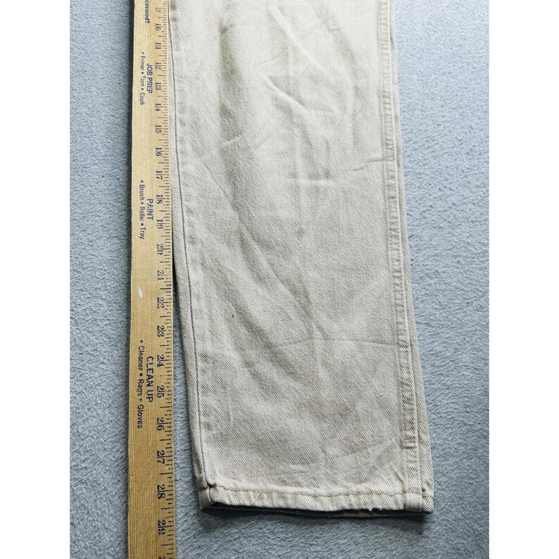 VTG Wrangler Jeans Mens 30x29 Beige Khaki 5 Pocket Denim Authentic Workwear USA image 10