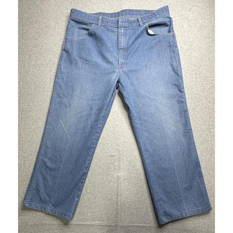 VTG Wrangler Jeans Mens 38x25 Blue Straight YKK Zip Classic Denim Pants Durable image 5