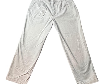 Pantalones Dockers vintage para hombre, talla 34x30 (33x27), color beige, sarga plisada, corte clásico, estilo caqui de los años 90.