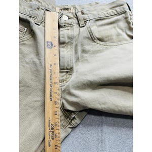 VTG Wrangler Jeans Mens 33x27 Khaki Tan Hero Originals Straight Leg Stained image 11