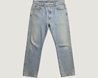 Wrangler Jeans Mens 36x32 (34x31) 96501SL Light Wash Blue Distressed Denim