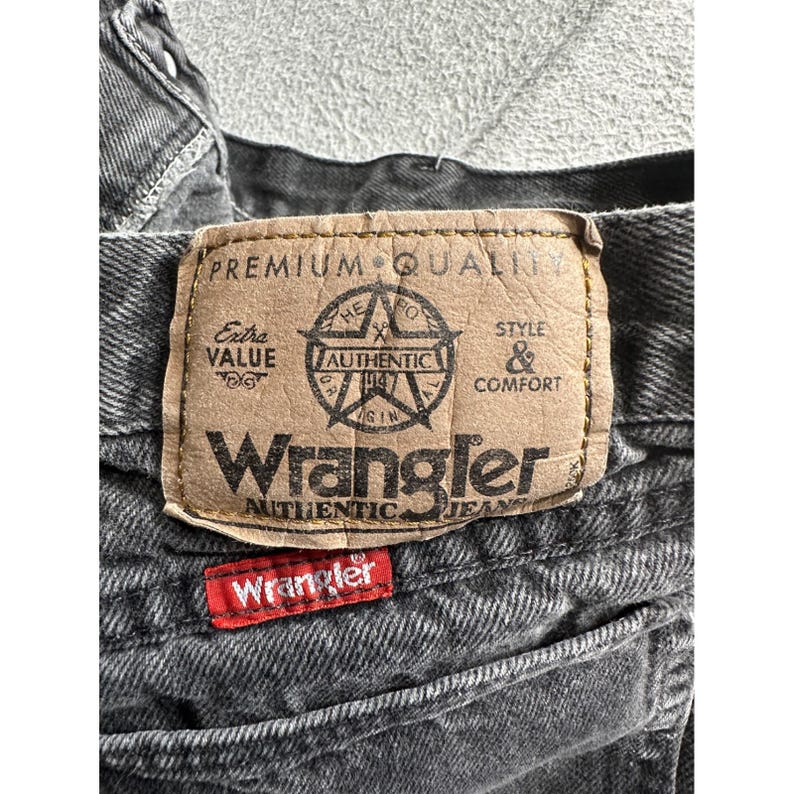 Spodnie jeansowe Wrangler Authentic Jeans Mens 39x28 Grey, luźne, wyprodukowane w USA zdjęcie 4