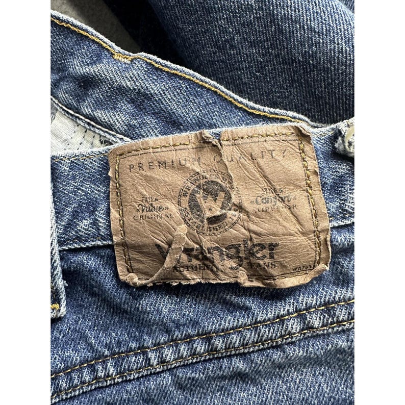 Vintage Wrangler Jeans Mens 40x32 (38x31) Blue Denim Straight USA 96501MR 90s image 4