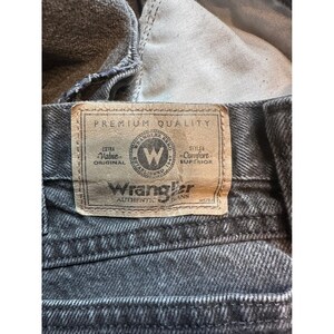 Vintage Wrangler Jeans Mens 38x34 (36x32) Charcoal Wash Black Denim Straight Leg image 7
