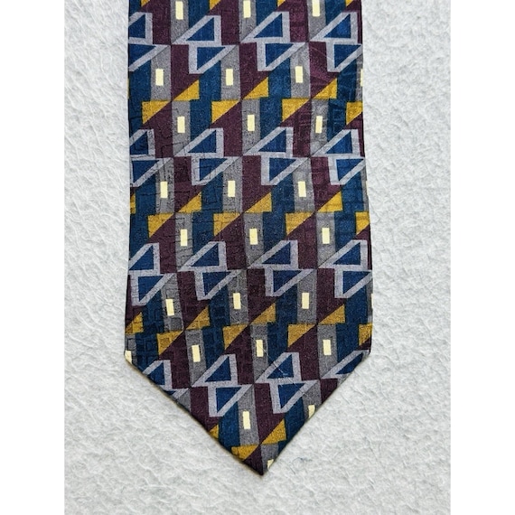 VINTAGE Bill Blass Tie Necktie Neckwear Adult Red Blue Preppy Geometric Mens
