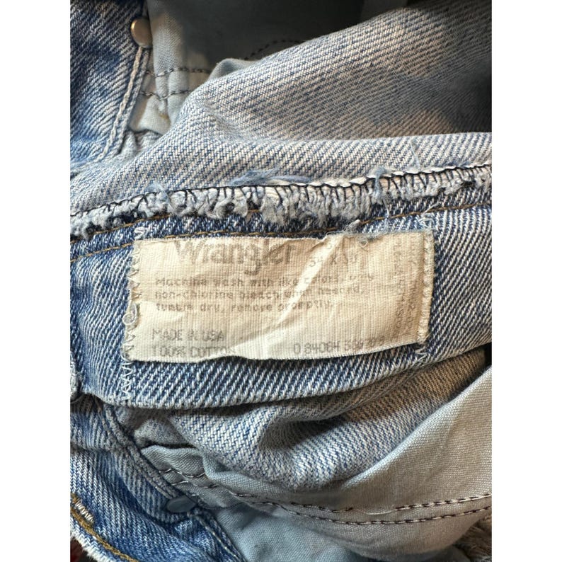 Vintage Wrangler Mens Jeans 34x30 (32x29) Light Wash Denim Relaxed Fit Made USA image 5
